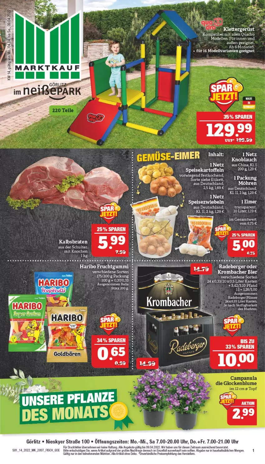 Aktueller Prospekt Marktkauf - Prospekt - von 03.04 bis 09.04.2022 - strona 5 - produkty: angebot, angebote, ball, Berger, bier, Biere, braten, cola, dell, eier, eis, elle, fisch, frucht, fruchtgummi, haribo, kartoffel, kartoffeln, knoblauch, Mode, möhren, pils, pilsner, quad, Quadro, radeberger, radeberger pilsner, reis, speisekartoffeln, Speisezwiebeln, tee, teller, Ti, uhr, zwiebel, zwiebeln