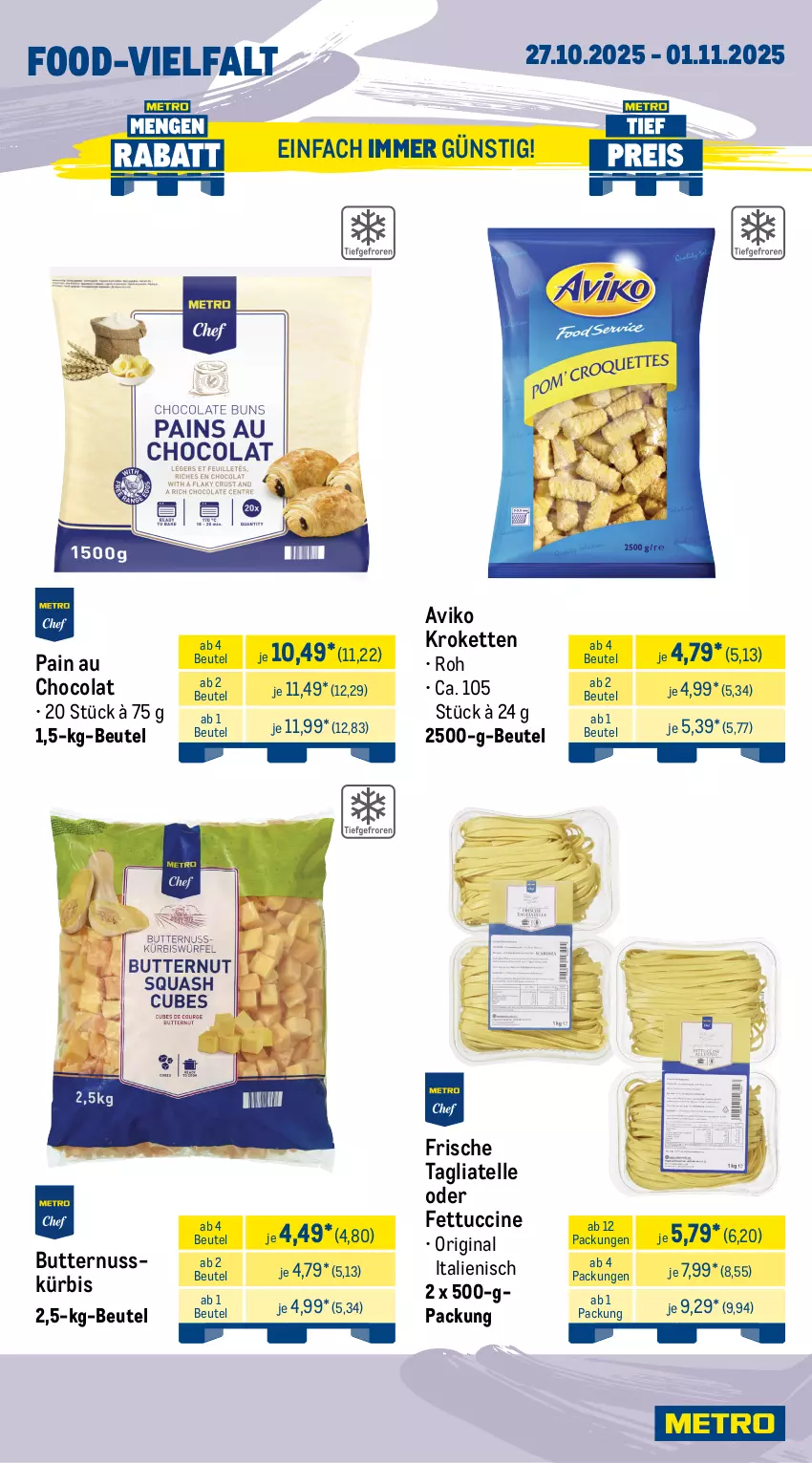 Aktueller Prospekt Metro - Wochen-Angebote Gastro - von 27.10 bis 01.11.2025 - strona 11 - produkty: angebot, aufschnitt, beutel, Brühwurst, butter, cheddar, cin, cola, edamer, eis, elle, gin, gouda, Kette, Kroketten, Kürbis, mac, milch, mozzarella, nuss, reis, rel, schinken, schnitten, schwarzwälder schinken, tagliatelle, Ti, tuc, wurst