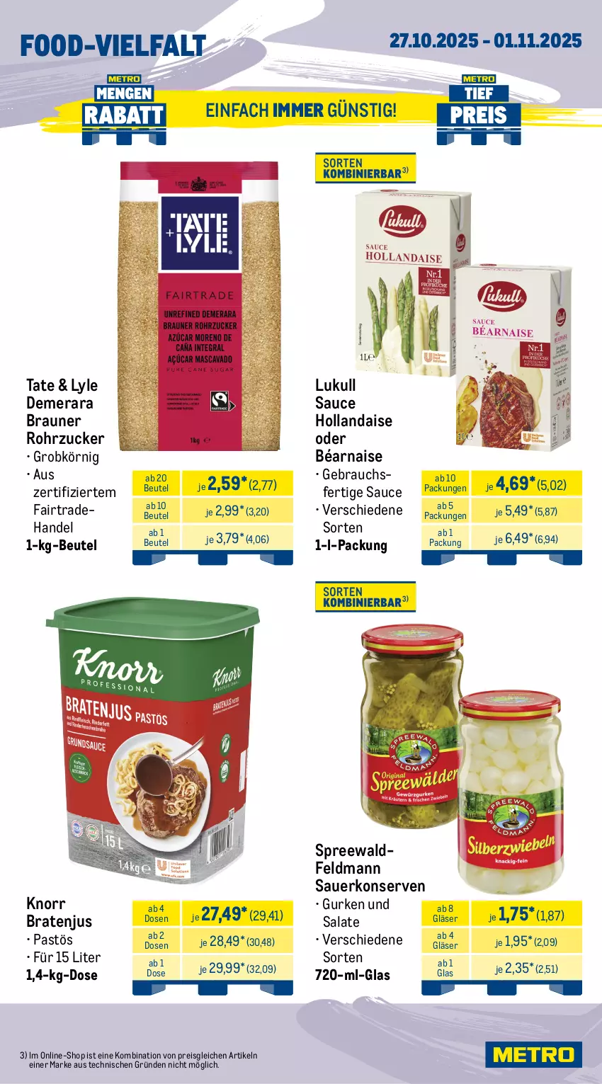 Aktueller Prospekt Metro - Wochen-Angebote Gastro - von 27.10 bis 01.11.2025 - strona 14 - produkty: angebot, auer, beutel, bio, bionade, bohne, braten, braun, cola, cookie, cookies, drink, eis, energy drink, espresso, flasche, getränk, getränke, Gläser, gurke, gurken, hollandaise, knorr, Konserven, lavazza, lukull, Palette, Rauch, red bull, reis, rohrzucker, salat, salate, sauce, sauce hollandaise, Ti, zucker