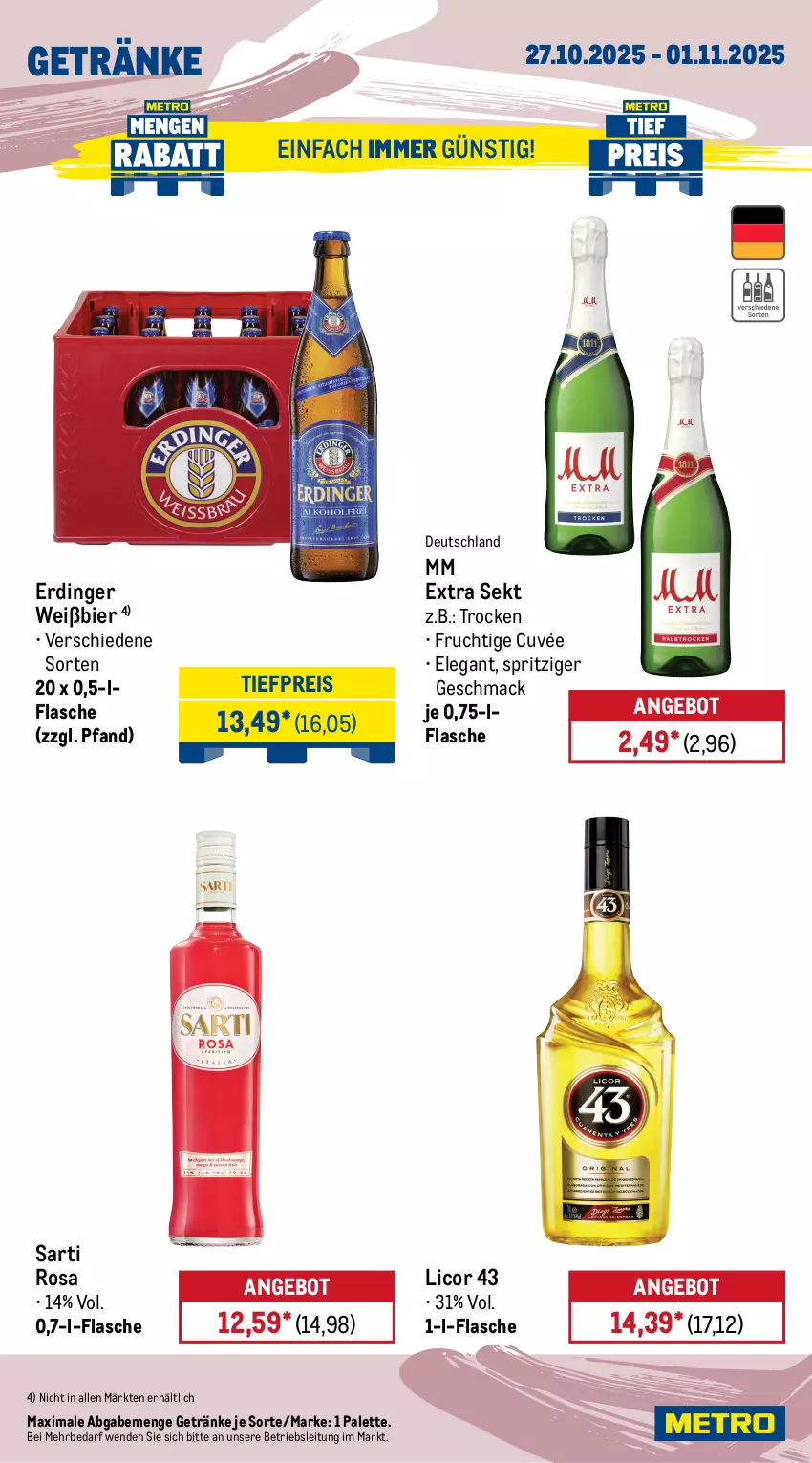 Aktueller Prospekt Metro - Wochen-Angebote Gastro - von 27.10 bis 01.11.2025 - strona 16 - produkty: akku, angebot, ariel, auto, beutel, bier, bodensauger, cuvée, Dyson, eis, Elan, elle, ente, erdinger, flasche, frucht, getränk, getränke, Intel, kraft, lenor, licor, licor 43, mac, Metro, metro gastro, mm extra, möbel, Mode, Palette, Pods, reis, sekt, sonderposten, staubbeutel, staubsauger, teller, Ti, tiefpreis, Tiere, tisch, vollwaschmittel, waschmittel, weichspüler