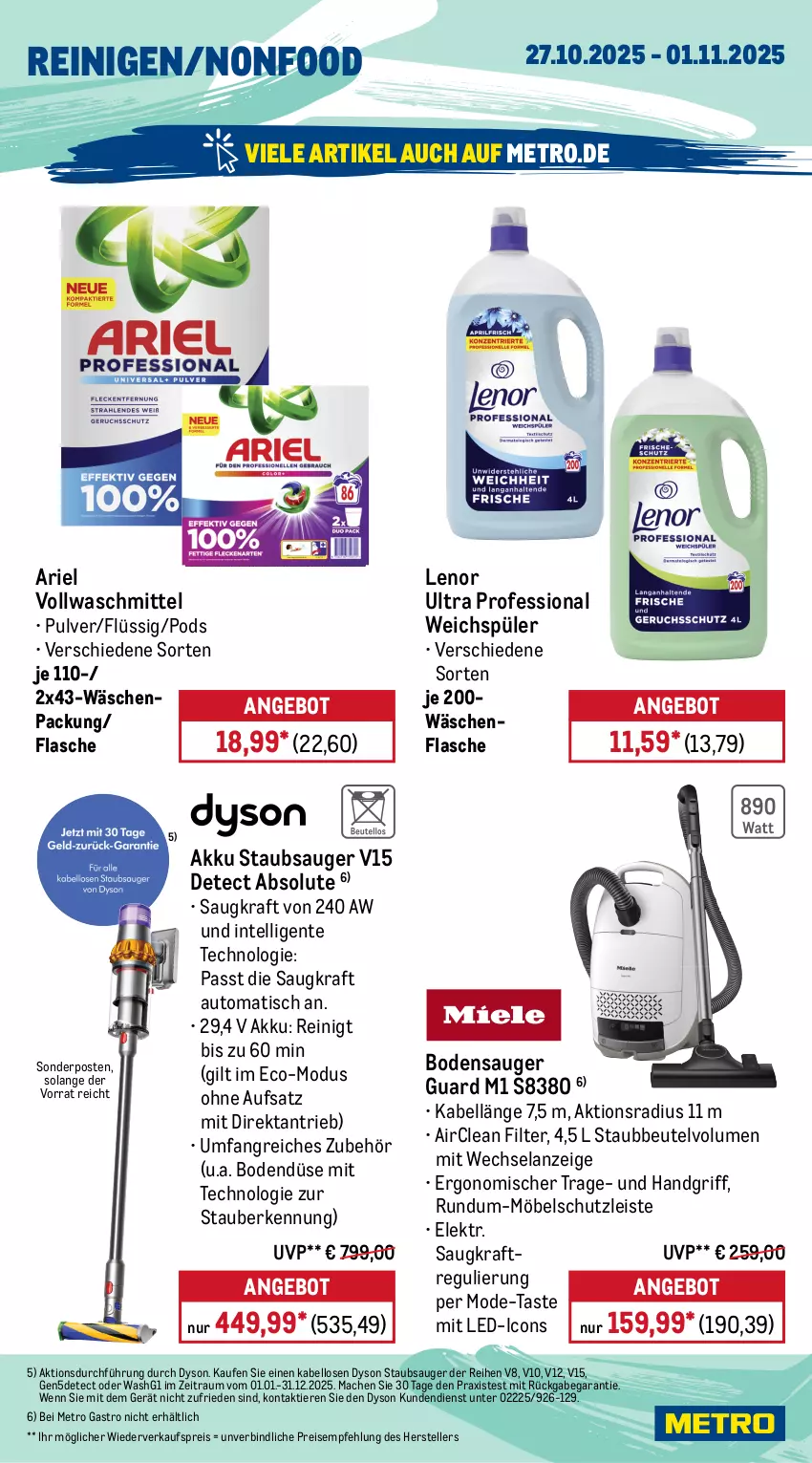 Aktueller Prospekt Metro - Wochen-Angebote Gastro - von 27.10 bis 01.11.2025 - strona 17 - produkty: akku, angebot, ariel, auto, beutel, bier, bodensauger, cuvée, Dyson, eis, Elan, elle, ente, erdinger, flasche, frucht, getränk, getränke, Intel, kraft, lenor, licor, licor 43, mac, Metro, metro gastro, mm extra, möbel, Mode, Palette, Pods, reis, sekt, sonderposten, staubbeutel, staubsauger, teller, Ti, tiefpreis, Tiere, tisch, vollwaschmittel, waschmittel, weichspüler