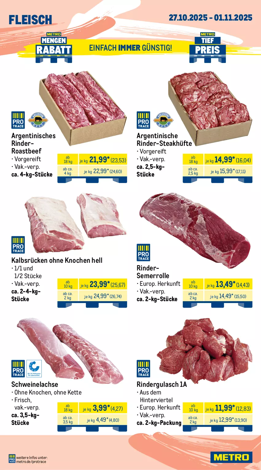 Aktueller Prospekt Metro - Wochen-Angebote Gastro - von 27.10 bis 01.11.2025 - strona 2 - produkty: angebot, beef, braten, burger, eis, filet, fleisch, gewürz, gulasch, hamburger, kasseler, Kette, krustenbraten, lachs, lamm, Metro, rind, rinder, rindergulasch, rindfleisch, roastbeef, schinken, schwein, schweine, Schweinelachs, schweinenacken, steak, steakhüfte, Ti, wein, weine