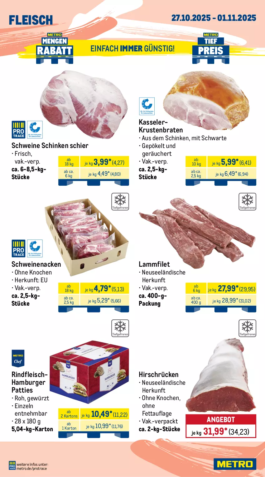 Aktueller Prospekt Metro - Wochen-Angebote Gastro - von 27.10 bis 01.11.2025 - strona 3 - produkty: angebot, beef, braten, burger, eis, filet, fleisch, gewürz, gulasch, hamburger, kasseler, Kette, krustenbraten, lachs, lamm, Metro, rind, rinder, rindergulasch, rindfleisch, roastbeef, schinken, schwein, schweine, Schweinelachs, schweinenacken, steak, steakhüfte, Ti, wein, weine
