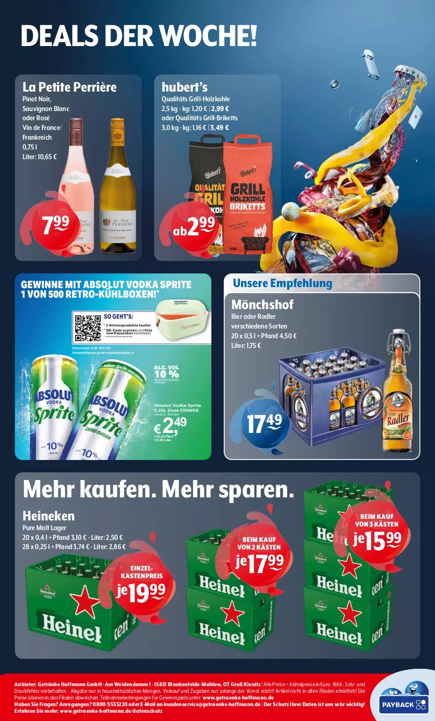 Aktueller Prospekt Getraenke Hoffmann - Prospekte - von 26.08 bis 31.08.2024 - strona 8 - produkty: abholpreise, bier, briketts, eis, getränk, getränke, gewinnspiel, grill, grill-holzkohle, heineken, Holz, holzkohle, mönchshof, oder radler, Pinot, pinot noir, radler, reis, sauvignon, sauvignon blanc, Spiele, Ti, vin de france