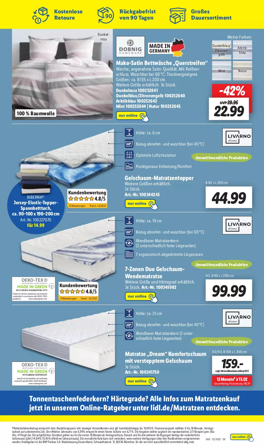 Aktueller Prospekt Lidl - Aktionsprospekt - von 15.08 bis 20.08.2022 - strona 51 - produkty: asti, auer, Bau, baumwolle, bett, Betttuch, bettwäsche, decke, eis, elle, Engel, erde, Ergee, federkern, hohenstein, Liege, mako-satin bettwäsche, matratze, matratzen, Matratzentopper, mint, natur, ndk, reifen, reis, spannbetttuch, Tasche, taschen, Ti, topper, Trockner, tuc, wendematratze, wolle, zitrone, zitronen