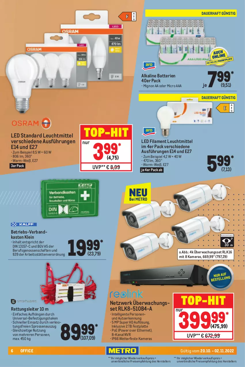 Aktueller Prospekt Metro - Office Spezial - von 20.10 bis 02.11.2022 - strona 6 - produkty: auto, batterie, batterien, eis, elle, ente, festplatte, Intel, kamera, Kameras, latte, leuchtmittel, ndk, office, reis, shake, teller, Ti, top-hit, Verbandkasten