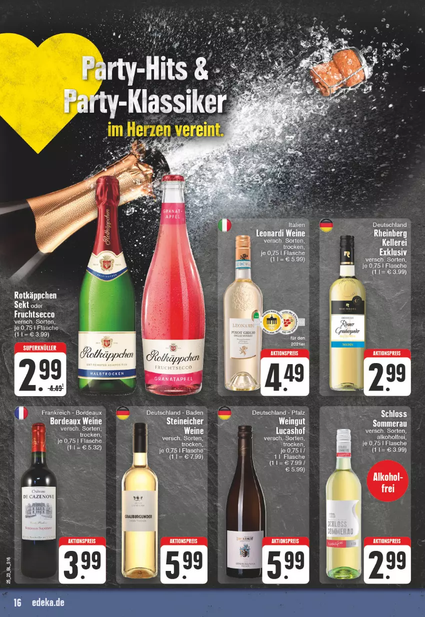 Aktueller Prospekt Edeka - Angebote der Woche - von 12.06 bis 17.06.2023 - strona 16 - produkty: aktionspreis, alkohol, burgunder, ecco, eis, elle, flasche, frucht, fruchtsecco, reis, rotkäppchen, Ti, wein, weine