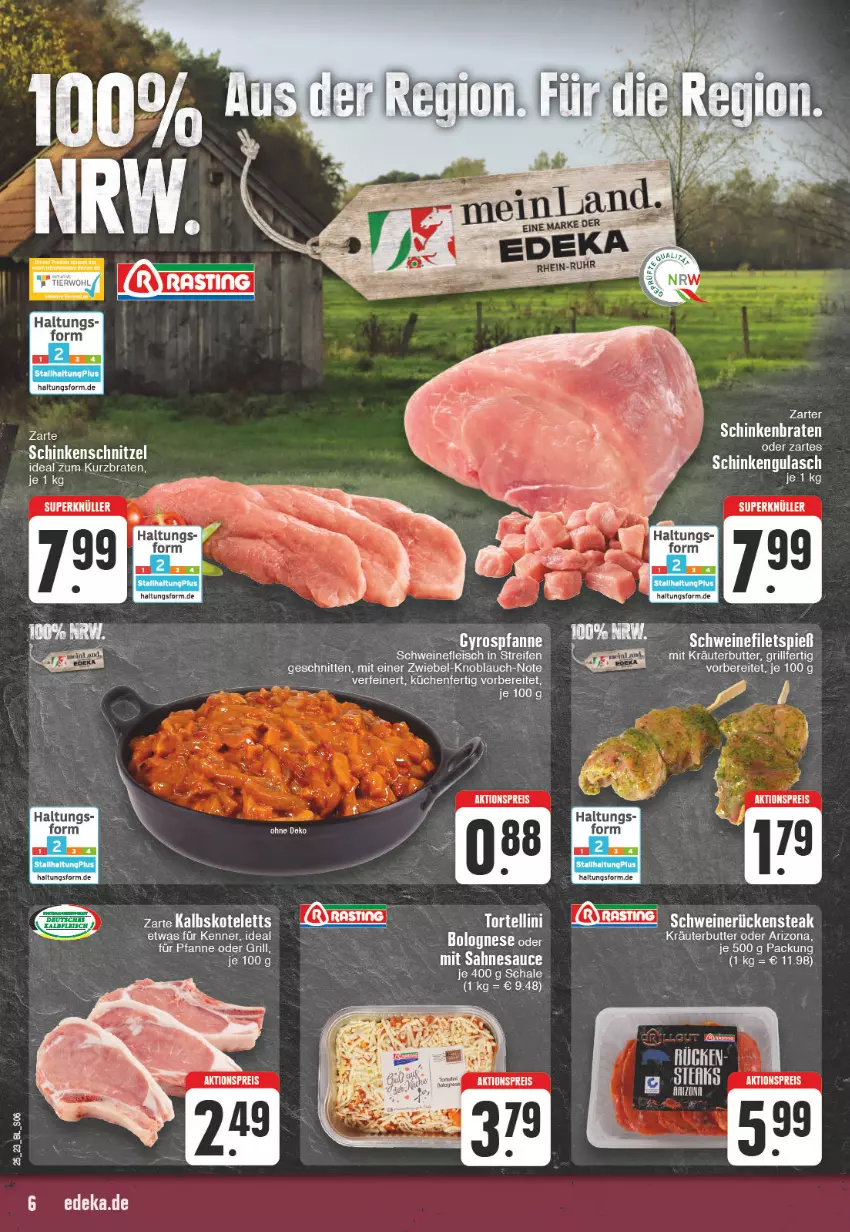 Aktueller Prospekt Edeka - Angebote der Woche - von 12.06 bis 17.06.2023 - strona 6 - produkty: aktionspreis, asti, braten, butter, eis, grill, gulasch, gyros, knoblauch, kräuter, kräuterbutter, küche, Küchen, pfanne, reis, Rückensteak, schinken, schinkenbraten, schinkenschnitzel, schnitten, schnitzel, schwein, schweine, schweinerücken, steak, Ti, uhr, wein, weine, zwiebel