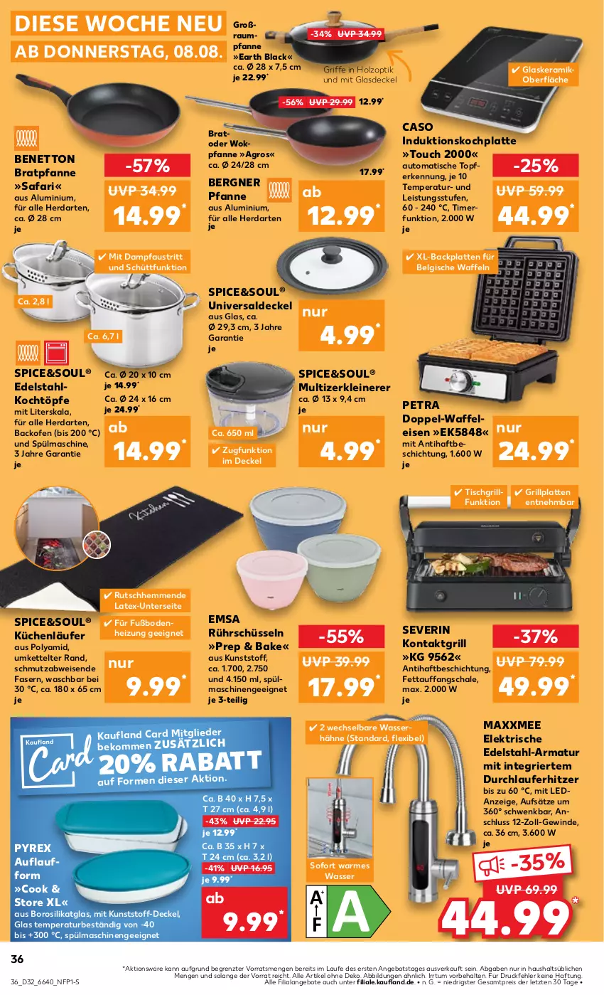 Aktueller Prospekt Kaufland - Prospekt - von 08.08 bis 14.08.2024 - strona 36 - produkty: angebot, angebote, armatur, aust, auto, backofen, beko, bratpfanne, decke, Deckel, edelstahl, eis, emsa, Glasdeckel, glaskeramik, grill, grillplatte, herdarten, Holz, HP, Kette, kontaktgrill, küche, Küchen, lack, latte, Läufer, leine, LG, Ofen, pfanne, Pfau, pyrex, reis, Rührschüssel, Schal, Schale, schüssel, severin, spülmaschinen, Ti, timer, tisch, tischgrill, topf, Waffeleisen, waffeln, wasser, wok, Zerkleinerer, ZTE