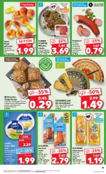 Gazetka promocyjna Kaufland - Prospekt - Gazetka - ważna od 14.08 do 14.08.2024 - strona 45 - produkty: angebot, angebote, auer, ball, bio, blume, blumen, brötchen, chia, chili, eis, elle, fleisch, gewürz, hafer, jungbullen, Kalbfleisch, Käse, Käserebellen, knoblauch, krakauer, lachs, leberwurst, Loose, Meister, milch, minutensteaks, mit kalbfleisch, natur, pfeffer, pfirsich, pfirsiche, plattpfirsiche, quark, quäse, rebell, reis, ring, rum, saft, schnittkäse, sonnenblume, sonnenblumen, Sonnenblumenkerne, sonnenblumenkernen, steak, steaks, Ti, tisch, wurst, ZTE