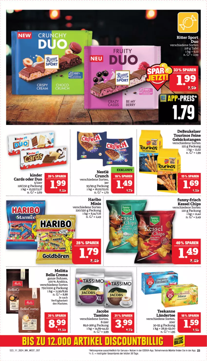 Aktueller Prospekt Marktkauf - Prospekt - von 10.03 bis 16.03.2024 - strona 23 - produkty: aktionspreis, bella crema, bohne, bohnen, cassis, chips, debeukelaer, deka, eis, funny-frisch, haribo, jacobs, Kinder, Ländertee, melitta, nuss, reis, sim, tassimo, tee, Ti, ZTE