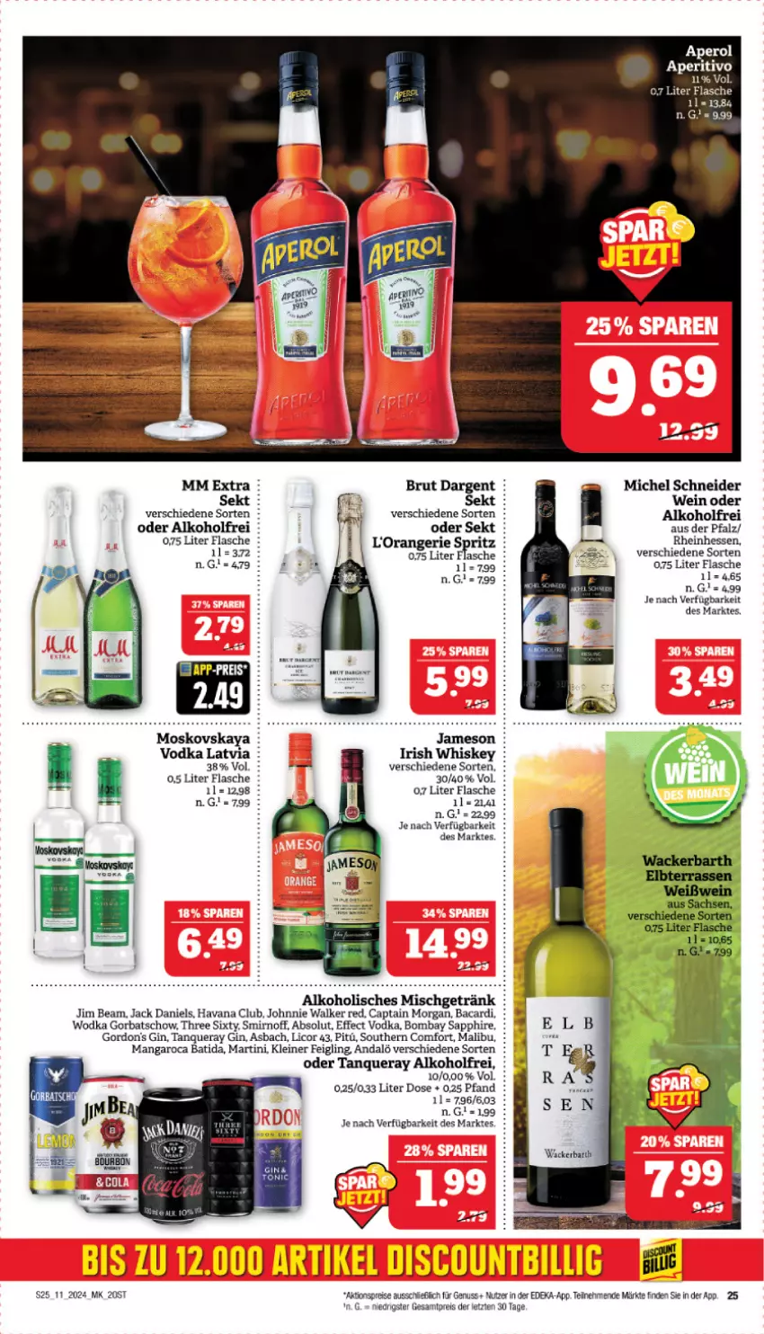 Aktueller Prospekt Marktkauf - Prospekt - von 10.03 bis 16.03.2024 - strona 25 - produkty: aktionspreis, alkohol, aperol, bacardi, batida, bombay sapphire, brut, brut dargent, Cap, captain morgan, deka, Effect, eis, flasche, getränk, gin, Gorbatschow, gordon, Havana Club, irish whiskey, jack daniel, jack daniels, jameson, jim beam, johnnie walker, kleiner feigling, leine, licor, licor 43, Malibu, mangaroca, martini, Michel Schneider, mm extra, moskovskaya, nuss, orange, reis, sapphire, sekt, smirnoff, Southern Comfort, Tanqueray, Three Sixty, Ti, vodka, wein, whiskey, wodka, ZTE