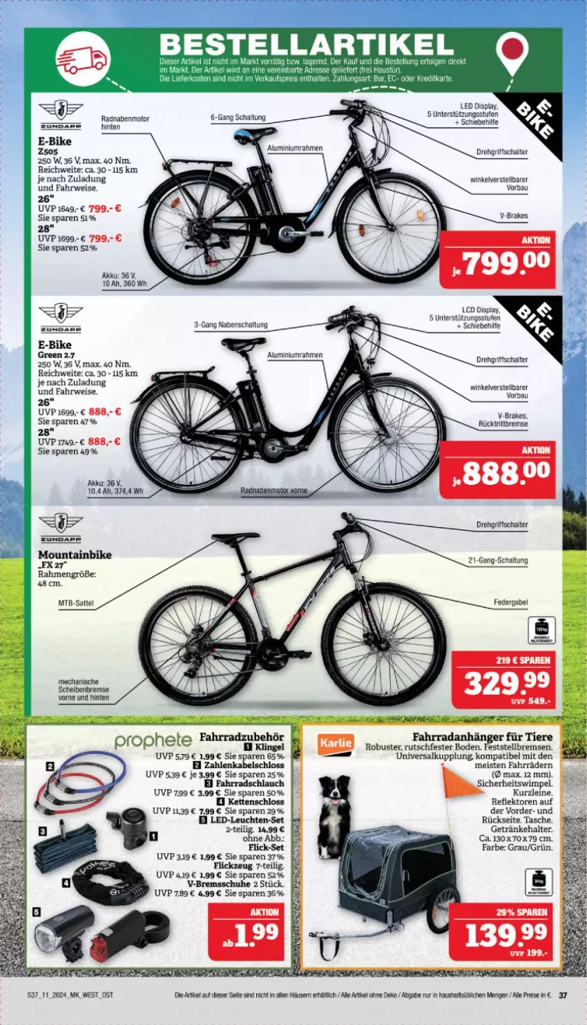 Aktueller Prospekt Marktkauf - Prospekt - von 10.03 bis 16.03.2024 - strona 37 - produkty: akku, Anhänger, Bau, drehgriffschalter, E-Bike, eis, Fahrrad, gabel, getränk, getränke, getränkehalter, Kette, LED-Leuchte, leine, Leuchte, leuchten, LG, reis, rel, rücktrittbremse, rwe, sattel, Schal, schlauch, schuhe, Tasche, tee, Ti, Tiere