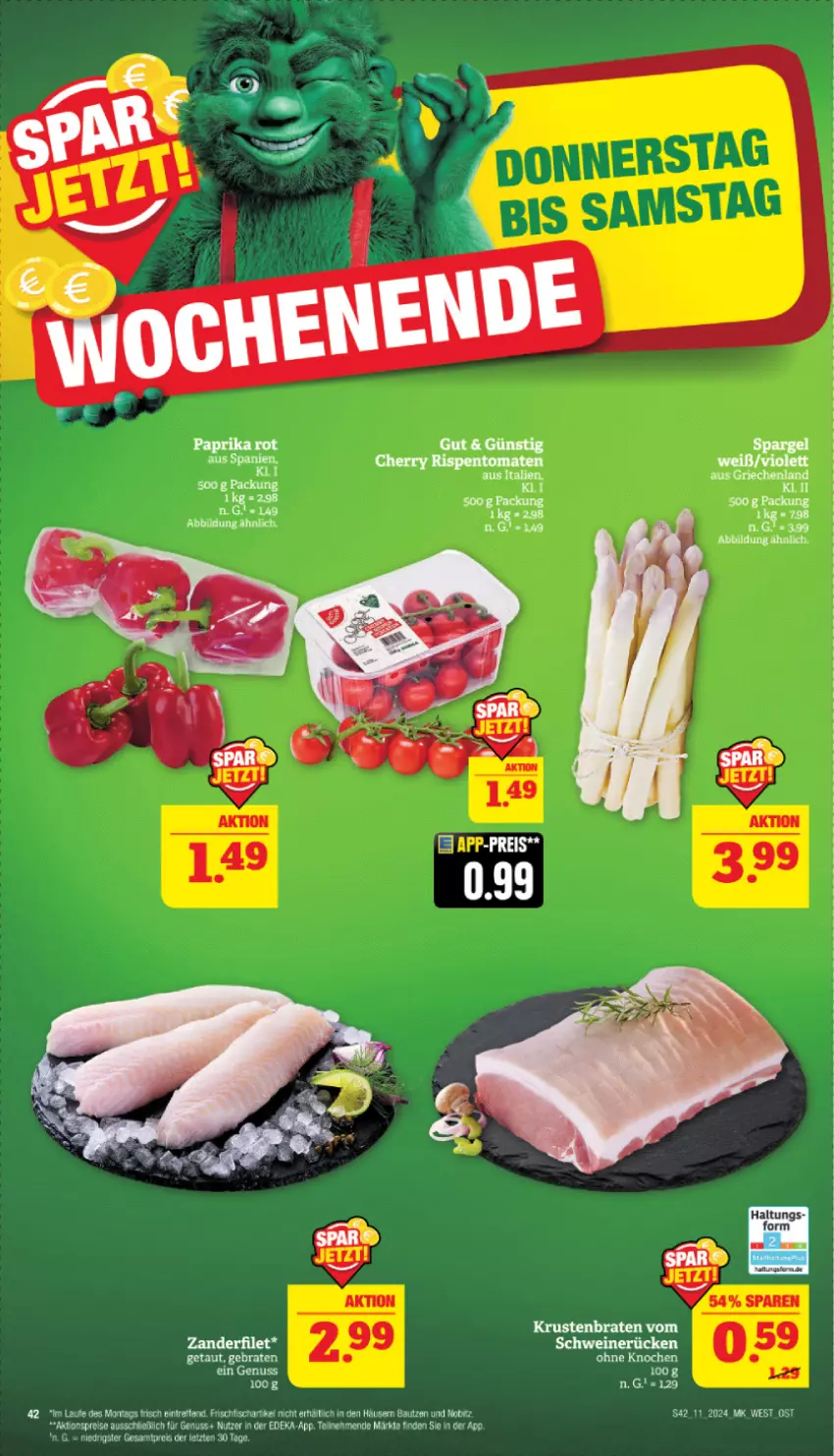 Aktueller Prospekt Marktkauf - Prospekt - von 10.03 bis 16.03.2024 - strona 42 - produkty: aktionspreis, Bau, braten, deka, eis, filet, fisch, frischfisch, krustenbraten, nuss, reis, rispentomaten, schwein, schweine, schweinerücken, Ti, tomate, tomaten, wein, weine, Zander, ZTE