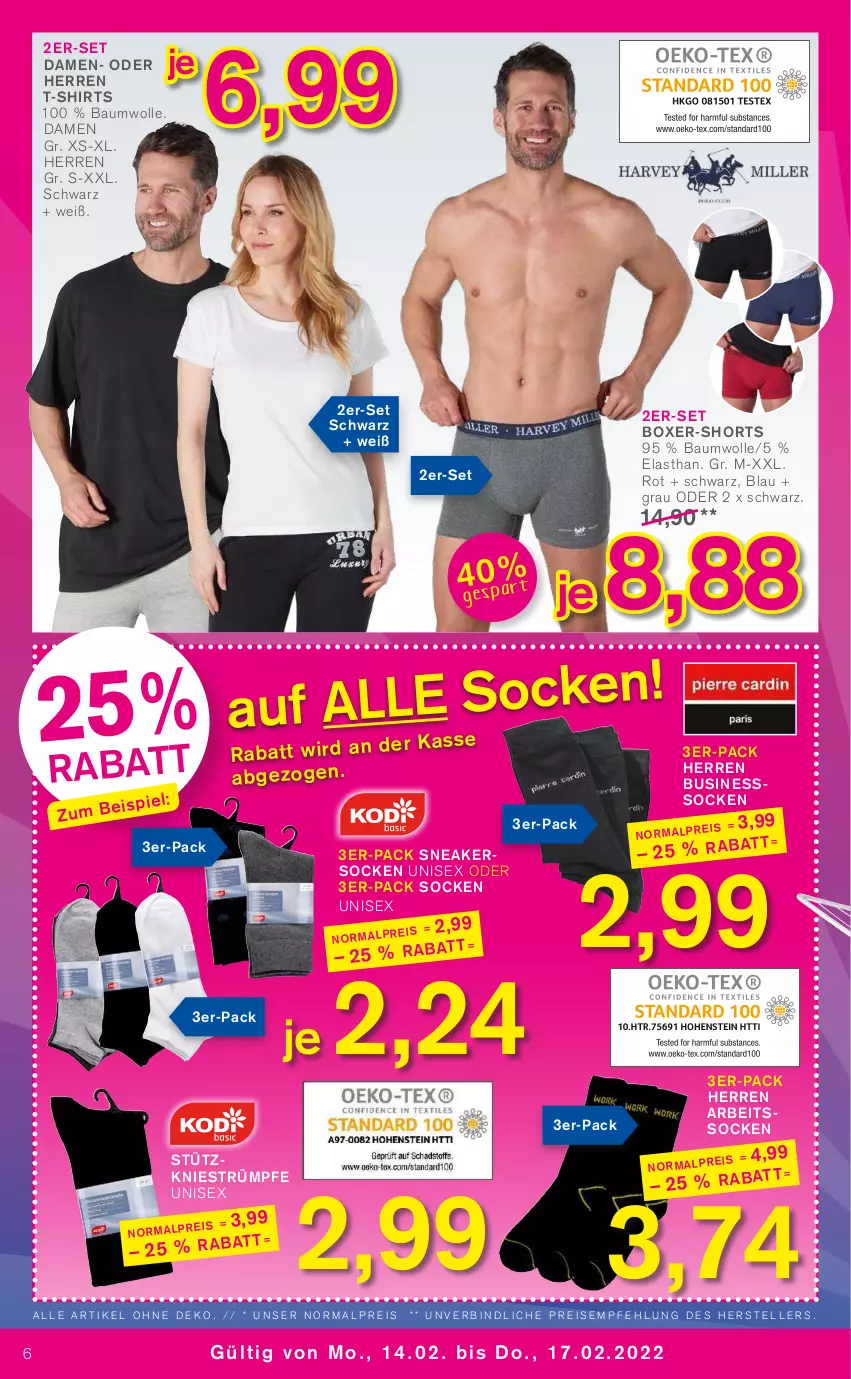 Aktueller Prospekt Kodi - Prospekte - von 12.02 bis 17.02.2022 - strona 6 - produkty: Arbeitssocken, Bau, baumwolle, Boxer-Shorts, eis, elle, reis, shirt, shirts, shorts, sneaker, socken, strümpfe, T-Shirt, teller, Ti, wolle