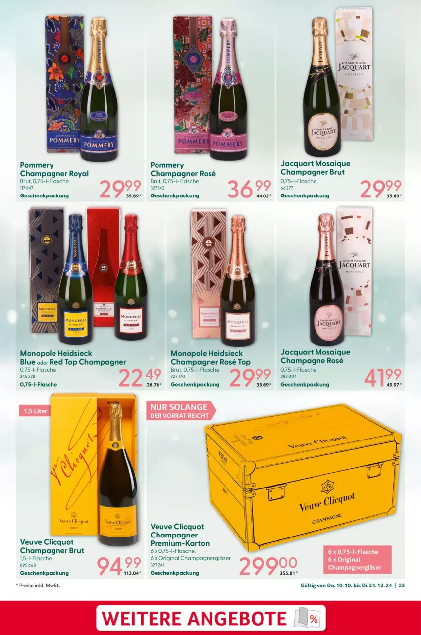 Aktueller Prospekt Selgros - von 10.10 bis 24.12.2024 - strona 23 - produkty: angebot, angebote, brut, champagne, champagner, eis, flasche, geschenkpackung, gin, Gläser, LG, reis, Ti