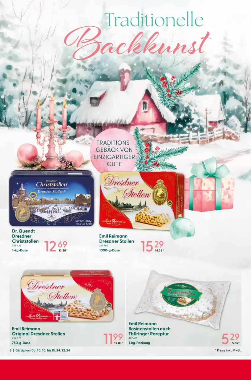 Aktueller Prospekt Selgros - von 10.10 bis 24.12.2024 - strona 8 - produkty: Dresdner Stollen, eis, elle, gin, reis, rezept, ring, Stollen, Ti