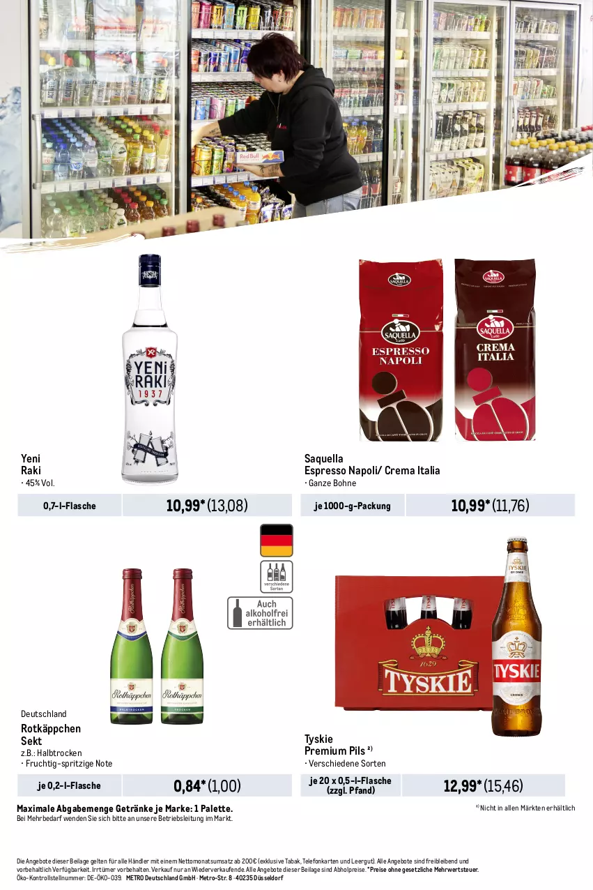 Aktueller Prospekt Metro - Wochen-Angebote Händler - von 13.03 bis 26.03.2025 - strona 2 - produkty: abholpreise, angebot, angebote, bohne, eis, espresso, flasche, frucht, getränk, getränke, ilag, Metro, Palette, pils, premium pils, reis, rotkäppchen, rwe, sekt, telefon, Ti, tyskie, yeni raki