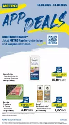 Gazetka promocyjna Metro - App Deals - Gazetka - ważna od 18.10 do 18.10.2025 - strona 1 - produkty: abholpreise, angebot, angebote, bio, coupon, drink, drinks, eis, filet, filets, hafer, Haferdrink, ilag, matjes, Metro, prosciutto, Prosciutto di Parma, Rauch, reis, rwe, schnitten, Ti