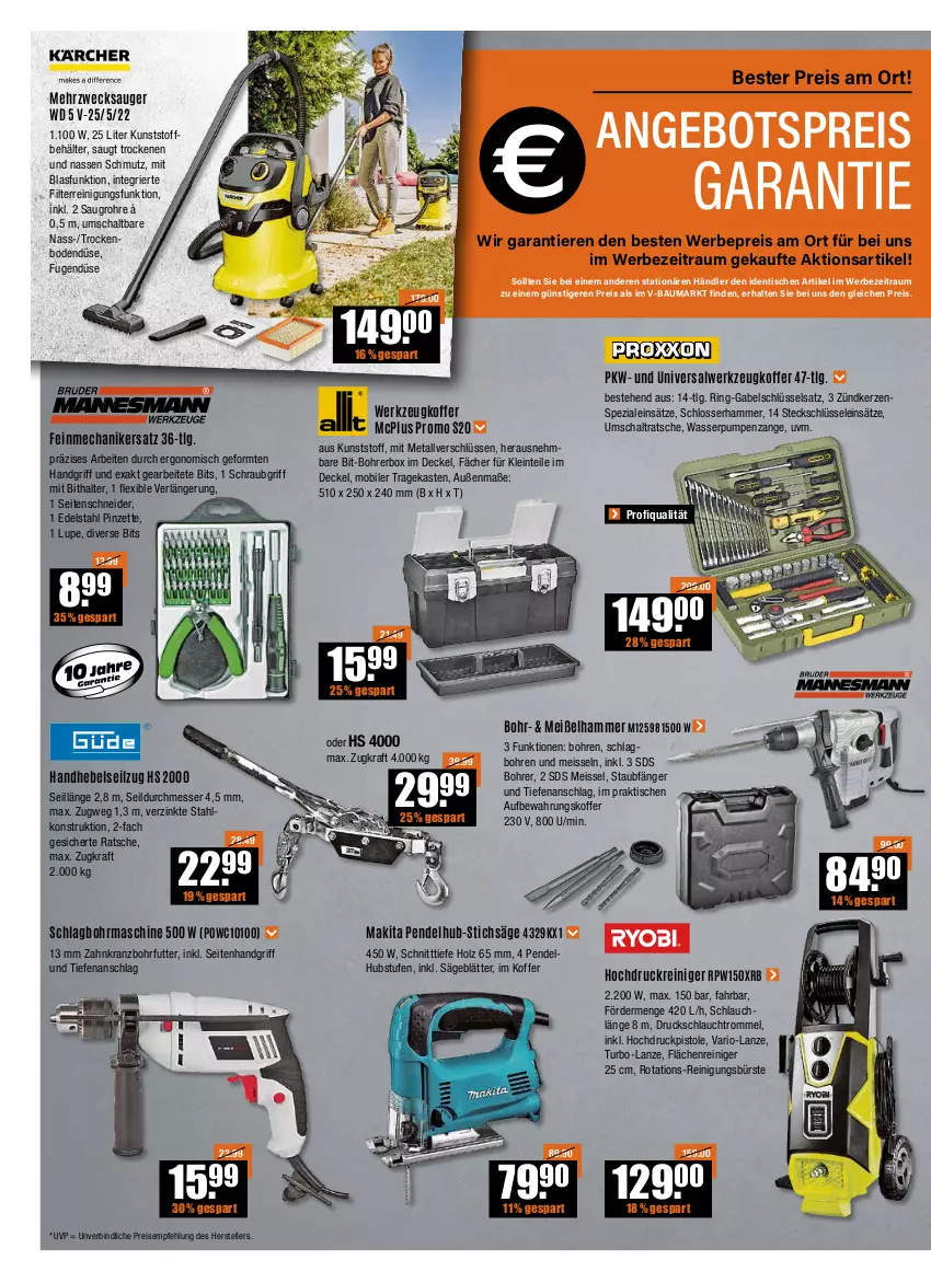 Aktueller Prospekt Vmarkt - V-Baumarkt - von 16.06 bis 22.06.2022 - strona 4 - produkty: angebot, angebotspreis, aufbewahrungskoffer, Bau, Behälter, bürste, decke, Deckel, edelstahl, eis, elle, gabel, hochdruckreiniger, Holz, kerze, koffer, kraft, Kranz, LG, Makita, messer, ndk, Nike, Pinzette, reiniger, Reinigung, reinigungsbürste, reis, ring, säge, Schal, schlagbohrmaschine, schlauch, Seitenschneide, Spezi, stichsäge, teller, Ti, Tiere, tisch, trommel, wasser, Wasserpumpenzange, weck, werkzeug