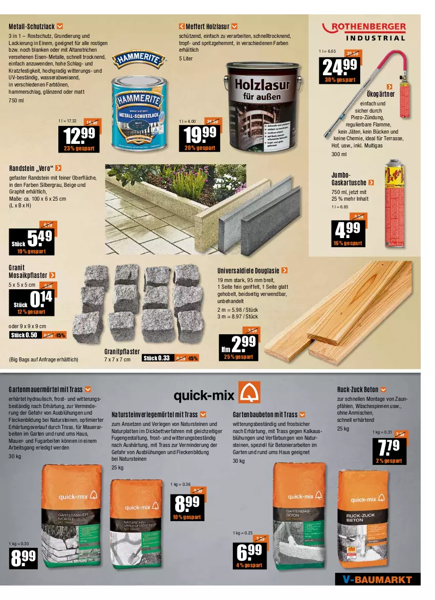 Aktueller Prospekt Vmarkt - V-Baumarkt - von 16.06 bis 22.06.2022 - strona 7 - produkty: aldi, auer, Bau, bett, Brei, eis, elle, erde, Garten, Holz, holzlasur, jumbo, lack, lamm, latte, mauermörtel, natur, naturstein, pflaster, piezo-zündung, rwe, Schütze, Spezi, Ti, usb, wäschespinne, wasser