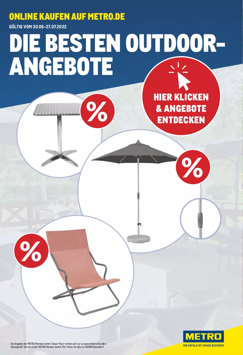 Aktueller Prospekt Metro - ONLINE-MARKTPLATZ - von 30.06 bis 27.07.2022 - strona 1 - produkty: angebot, angebote, decke, Metro, orange, Ria, Ti