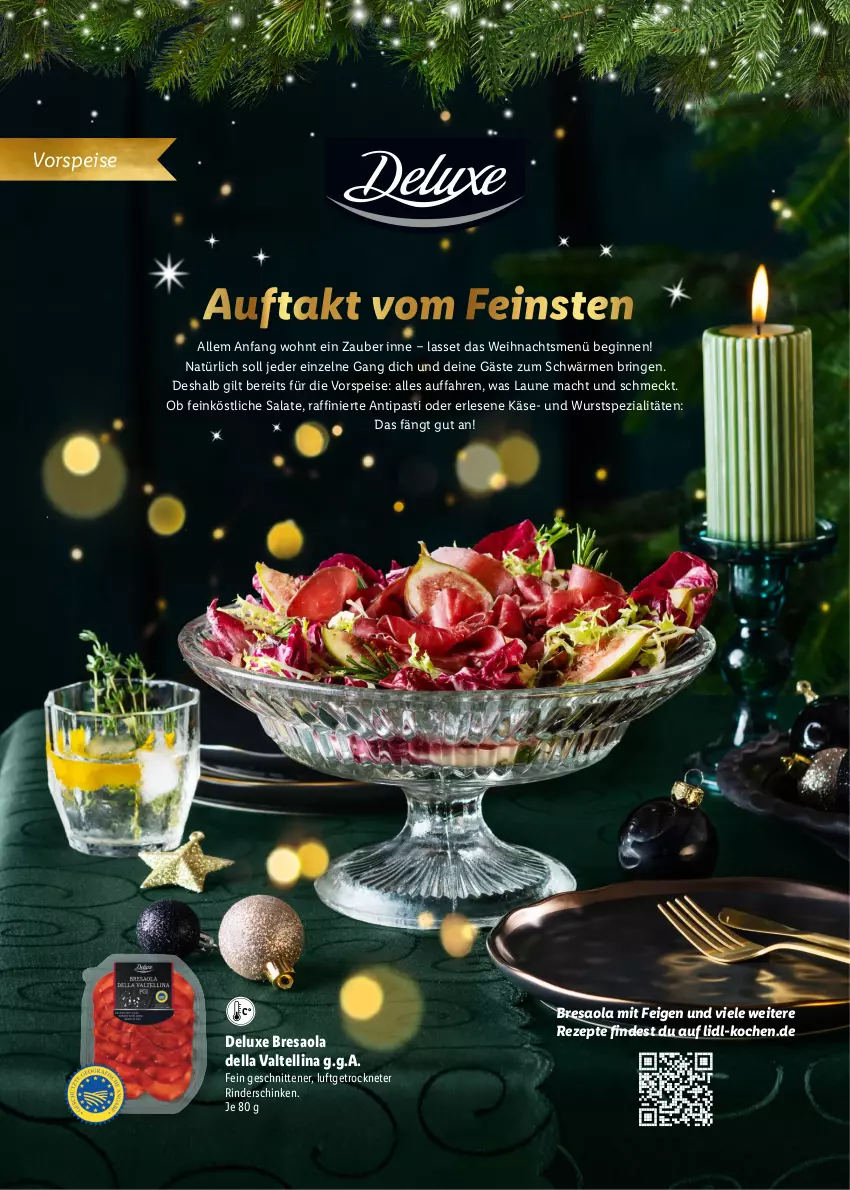 Aktueller Prospekt Lidl - Magische Weihnachtszeit - von 09.11 bis 24.12.2023 - strona 10 - produkty: antipasti, asti, Bresaola, dell, eis, Feigen, gin, Käse, mac, resa, rezept, rezepte, rind, rinder, ring, salat, salate, schinken, schnitten, Spezi, Ti, vorspeise, wurst