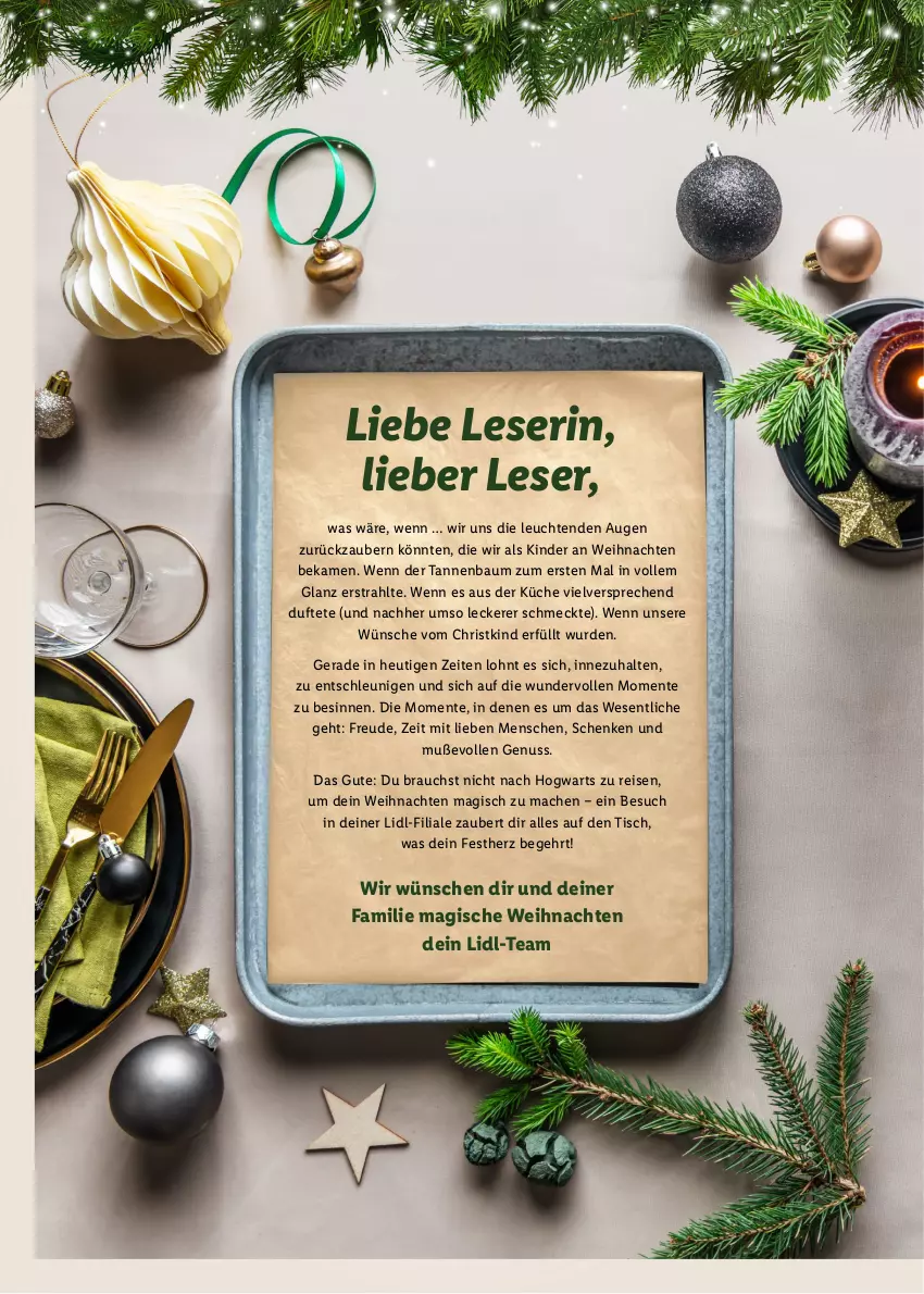 Aktueller Prospekt Lidl - Magische Weihnachtszeit - von 09.11 bis 24.12.2023 - strona 2 - produkty: an weihnachten, Bau, eis, ente, Heu, Kinder, küche, Leuchte, leuchten, mac, nuss, Rauch, reis, Tannenbaum, Ti, tisch, weihnachten