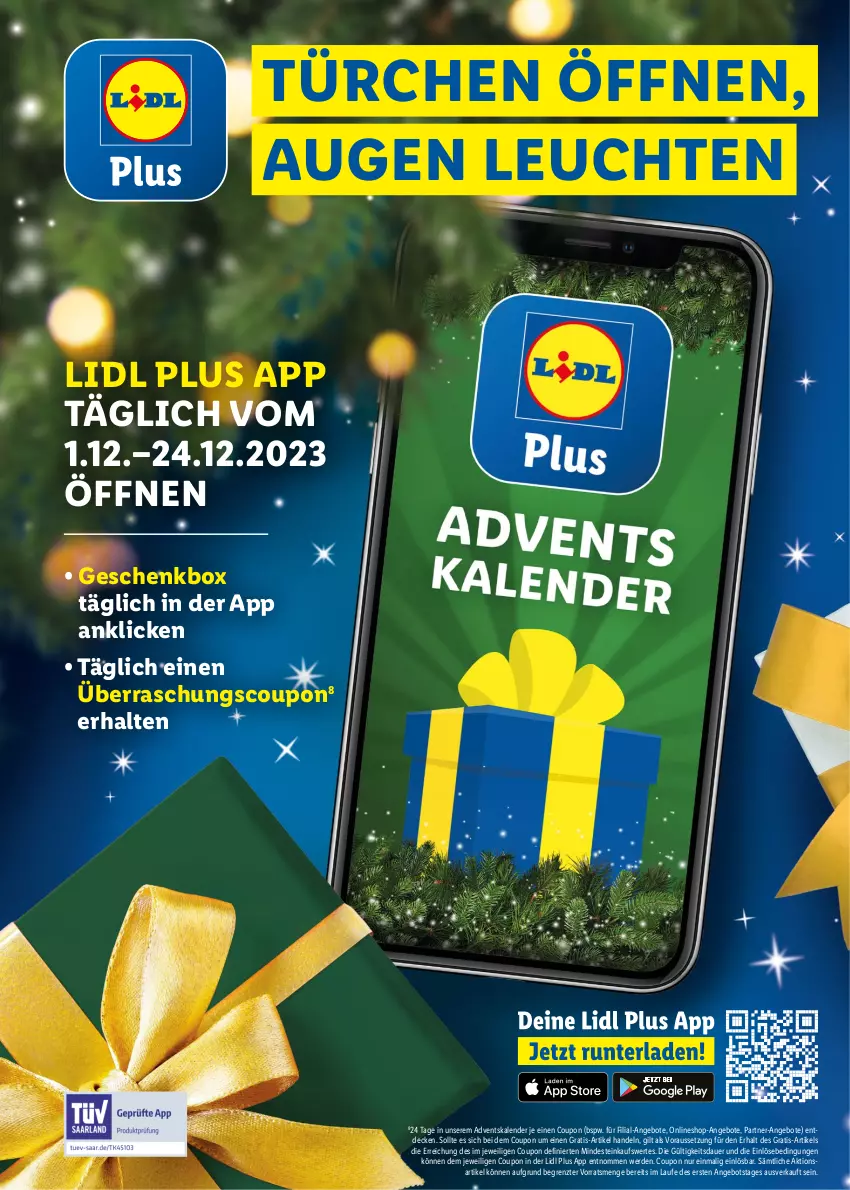 Aktueller Prospekt Lidl - Magische Weihnachtszeit - von 09.11 bis 24.12.2023 - strona 40 - produkty: Adventskalender, angebot, angebote, auer, coupon, decke, erde, Geschenkbox, Leuchte, leuchten, Ti, ZTE