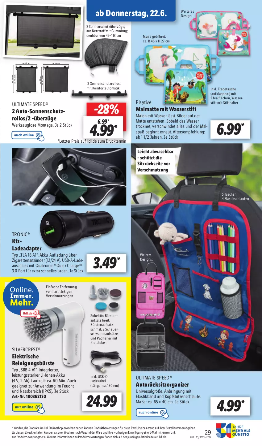 Aktueller Prospekt Lidl - Aktionsprospekt - von 19.06 bis 24.06.2023 - strona 33 - produkty: adapter, akku, anzünder, asti, auto, Brei, bürste, bürsten, deka, eis, elle, gin, Heu, kopfstütze, ladekabel, Laufen, LG, Reinigung, reinigungsbürste, reis, ring, schwamm, silvercrest, sonnenschutz, spee, Tasche, taschen, Ti, tragetasche, usb, wasser, weck, werkzeug, ZTE