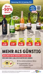 Gazetka promocyjna Lidl - Aktionsprospekt - Gazetka - ważna od 24.06 do 24.06.2023 - strona 47 - produkty: Bad, berliner, brut, Cap, Cava, discount, eis, LG, Müller, Müller-Thurgau, Ti, wein, weine, Weste