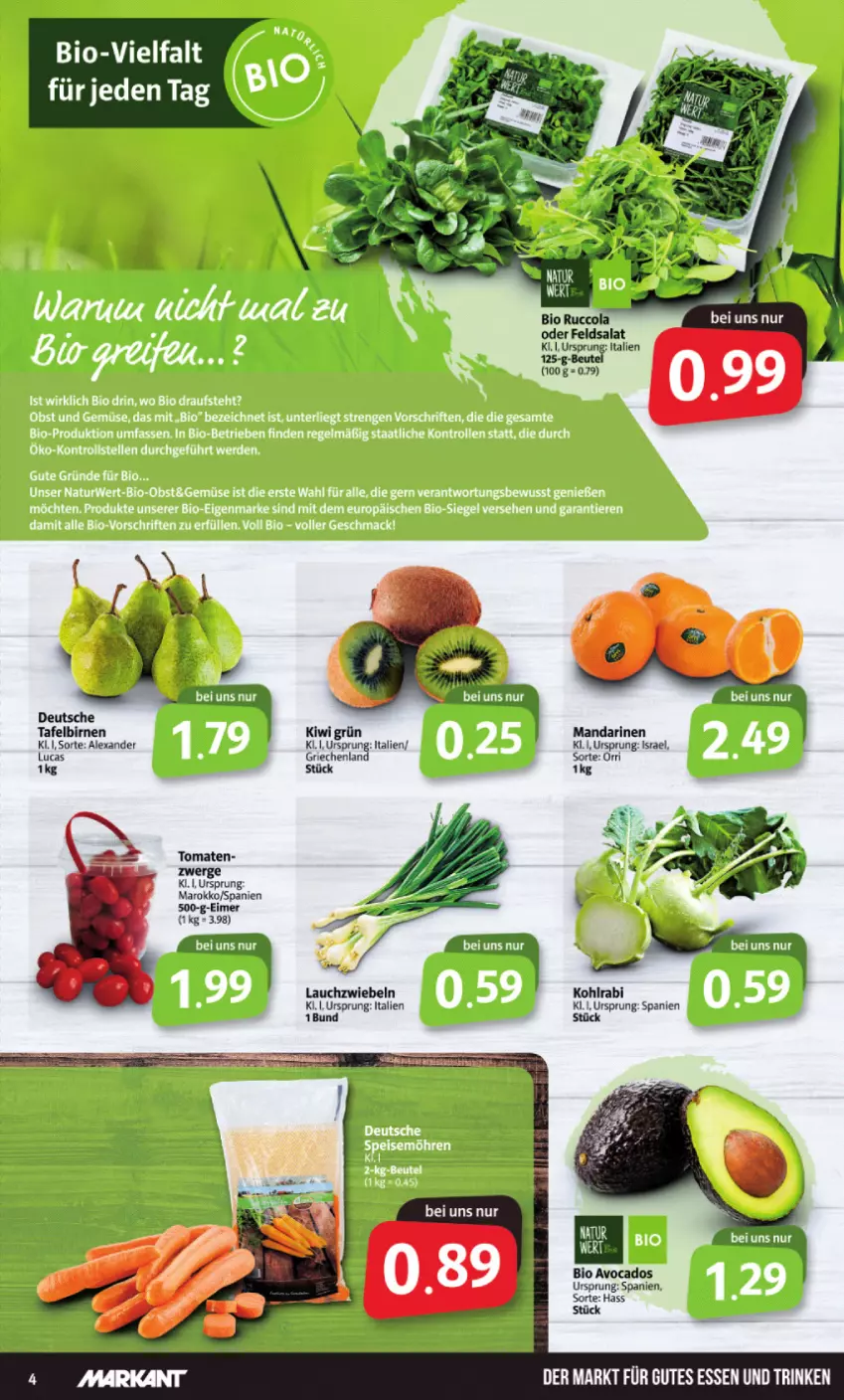 Aktueller Prospekt Markant - Prospekte - von 07.03 bis 12.03.2022 - strona 4 - produkty: alexa, avocado, avocados, bio, Birnen, cola, eimer, feldsalat, gutes essen, kiwi, kohlrabi, Lauchzwiebel, lauchzwiebeln, mandarine, mandarinen, salat, tafelbirnen, Ti, tomate, tomaten, zwiebel, zwiebeln