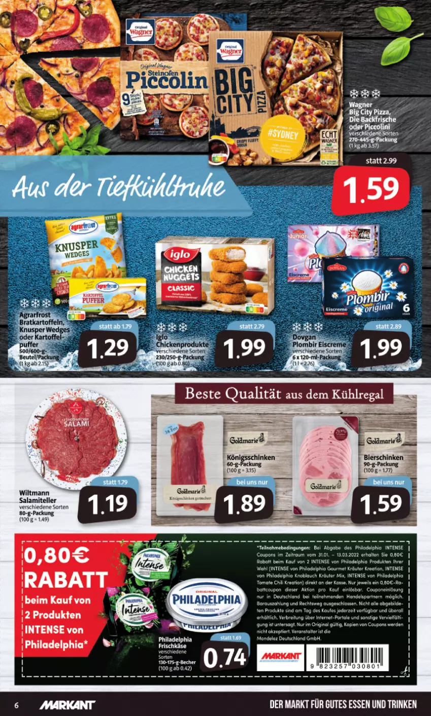 Aktueller Prospekt Markant - Prospekte - von 07.03 bis 12.03.2022 - strona 6 - produkty: chili, coupon, coupons, eier, elle, gutes essen, kräuter, mondelez, philadelphia, salami, schinken, tee, teller, Ti, tomate, wiltmann