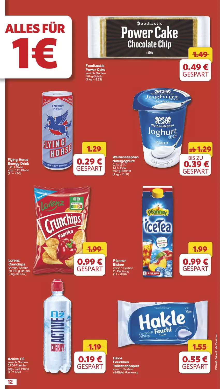 Aktueller Prospekt Famila - Prospekte - von 14.10 bis 19.10.2024 - strona 12 - produkty: asti, Becher, beutel, chips, crunchips, drink, eis, eistee, energy drink, feuchtes toilettenpapier, flasche, hakle, joghur, joghurt, lorenz, lorenz crunchips, natur, naturjoghurt, papier, pfanne, Pfanner, tee, Ti, toilettenpapier, weihenstephan