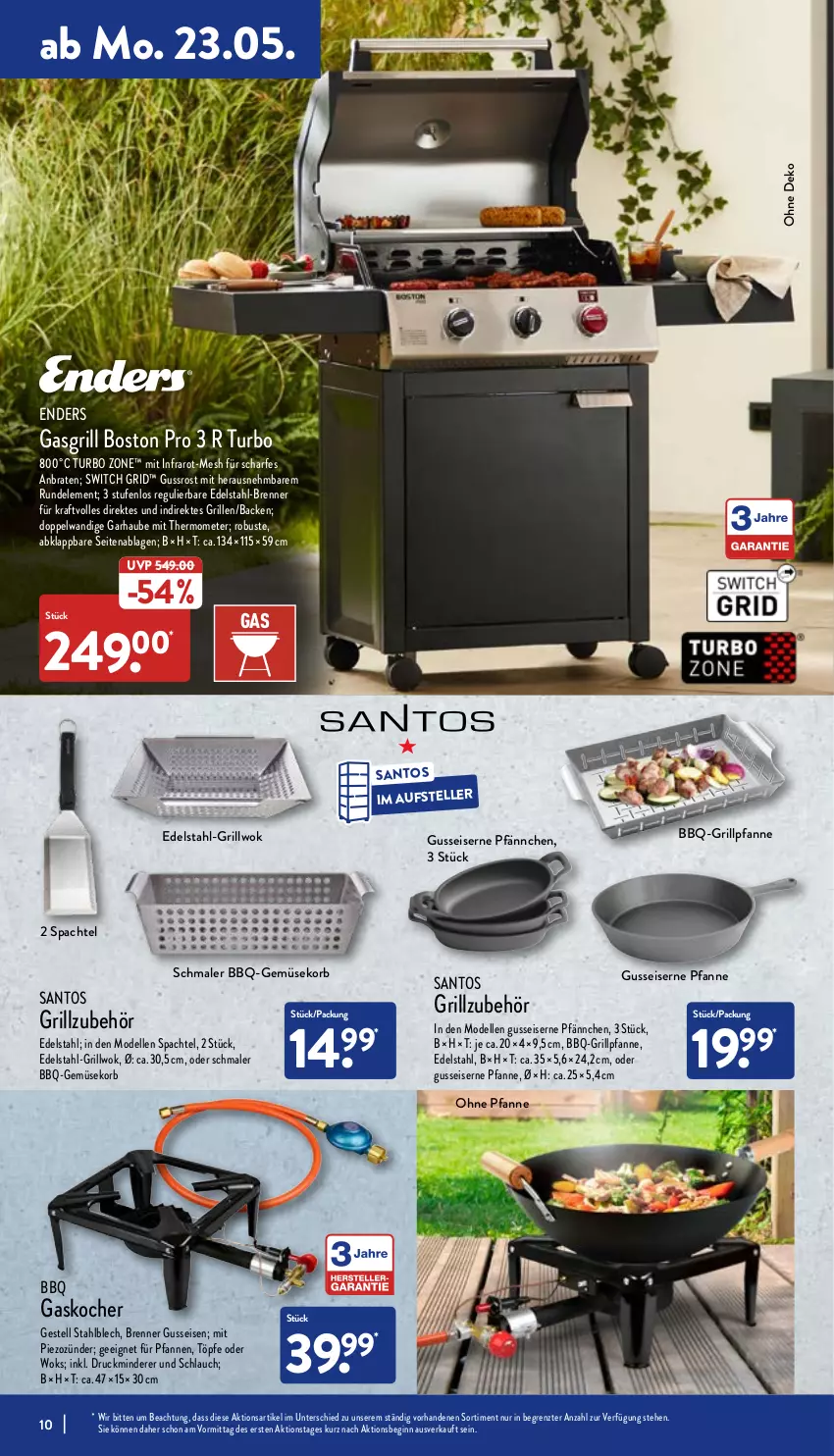 Aktueller Prospekt Aldi Nord - Aldi-Aktuell - von 23.05 bis 28.05.2022 - strona 10 - produkty: braten, dell, edelstahl, eis, elle, enders, gasgrill, gin, grill, Grillpfanne, Grillzubehör, Kocher, korb, kraft, mit thermometer, Mode, pfanne, pfannen, schlauch, spachtel, teller, thermometer, Ti, wok, ZTE