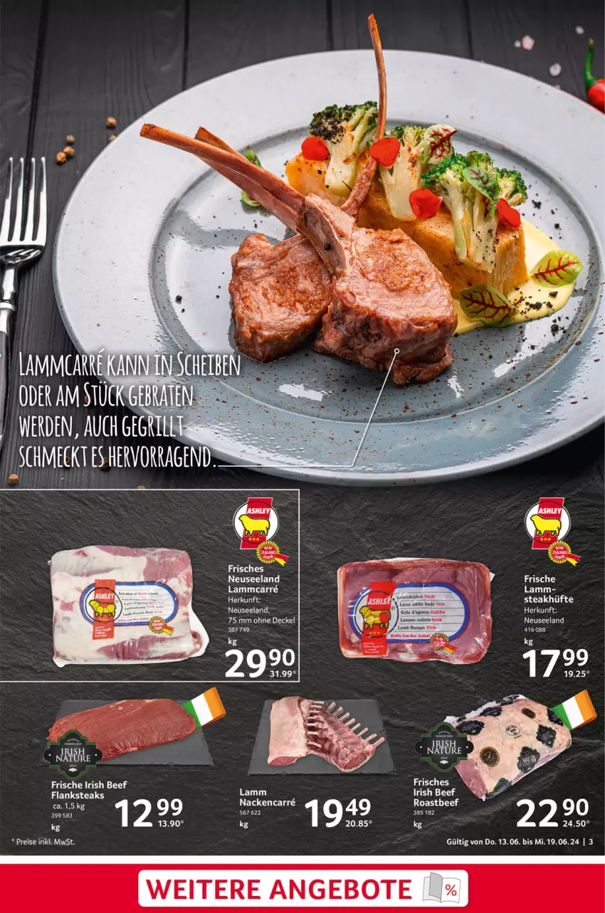 Aktueller Prospekt Selgros - Food - von 13.06 bis 19.06.2024 - strona 3 - produkty: angebot, angebote, beef, decke, Deckel, Elan, erde, Flanksteak, lamm, roastbeef, steak, steaks, tee, Ti