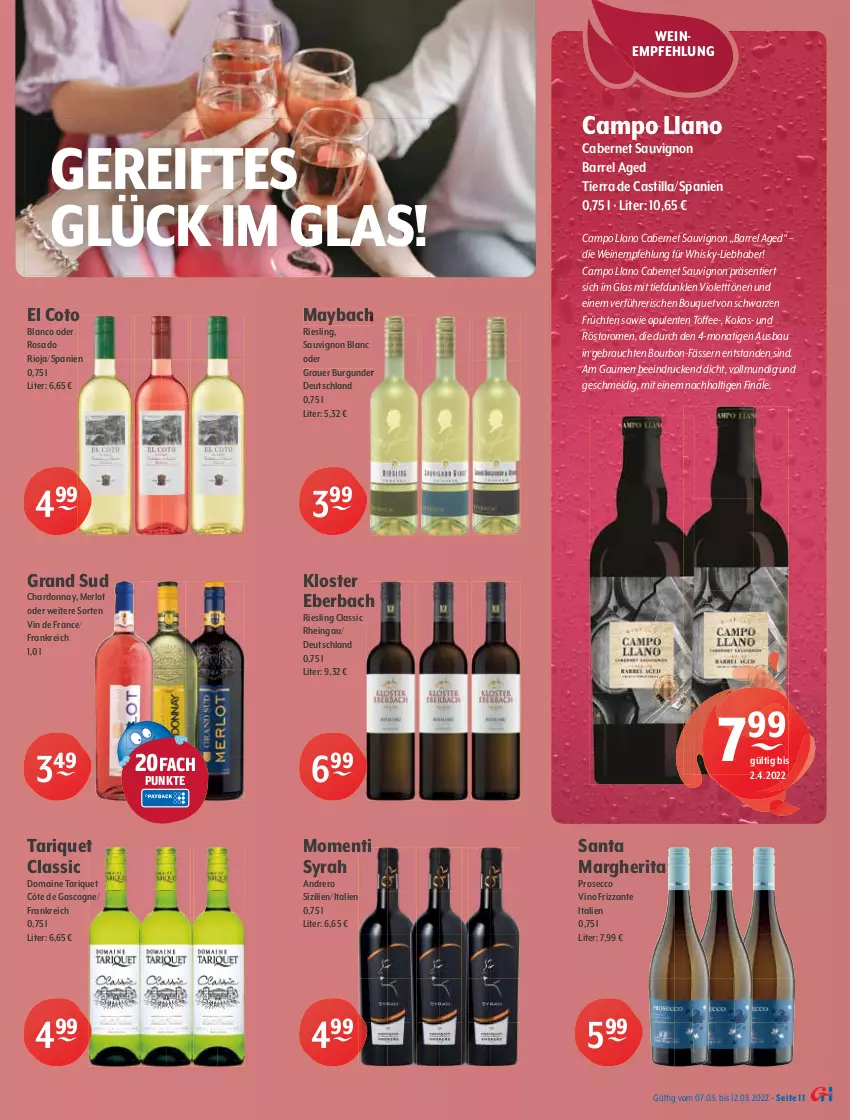 Aktueller Prospekt Getraenke Hoffmann - Prospekte - von 07.03 bis 12.03.2022 - strona 11 - produkty: Alwa, asti, auer, baileys, Bau, beere, beeren, bourbon, burgunder, cabernet, cabernet sauvignon, chardonnay, cocktail, cocktails, cola, dry gin, ecco, ente, frizzante, frucht, früchte, früchten, gin, grand sud, grauer burgunder, hero, HP, irish cream, jim beam, kilbeggan, Kloster Eberbach, kokos, mac, margherita, maybach, merl, merlot, mineralwasser, mit frucht, Momenti Syrah, monati, natürliches mineralwasser, nuss, prosecco, Rauch, rel, rezept, Ria, riesling, rioja, rum, sauvignon, sauvignon blanc, Ti, tuc, usb, vin de france, vodka, wasser, wein, weine, whisky