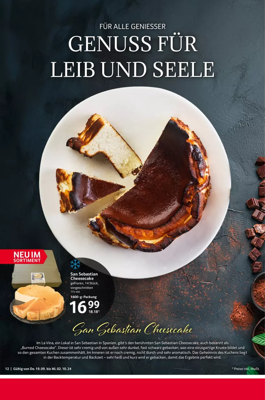 Aktueller Prospekt Selgros - Genießer & Feinschmecker - von 19.09 bis 02.10.2024 - strona 12 - produkty: asti, cheesecake, eis, geback, kuchen, nuss, reis, rel, schnitten, tee, Ti, tisch