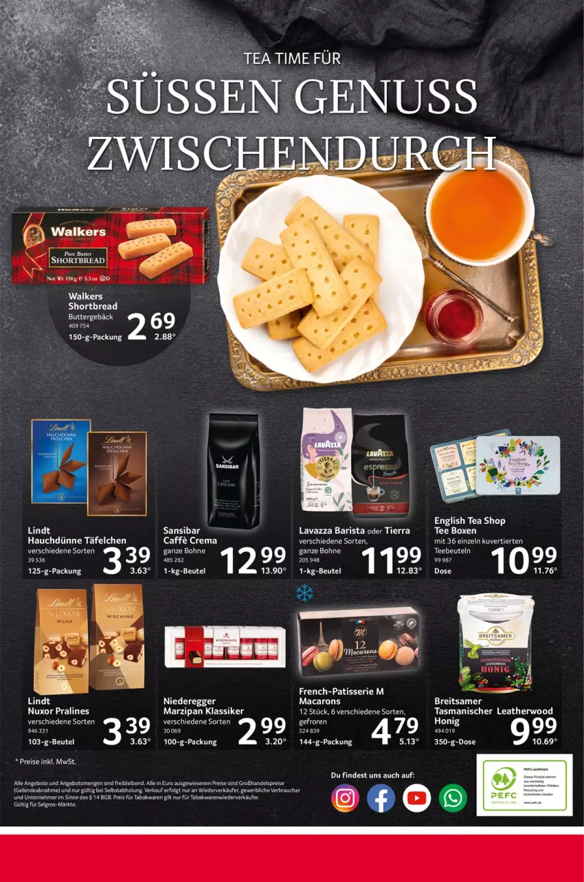 Aktueller Prospekt Selgros - Genießer & Feinschmecker - von 19.09 bis 02.10.2024 - strona 24 - produkty: angebot, angebote, Bau, beutel, bohne, Brei, butter, caffe, Egger, eis, gin, honig, lavazza, LG, lindt, mac, Macarons, marzipan, nuss, Rauch, reis, tee, Teebeutel, Ti