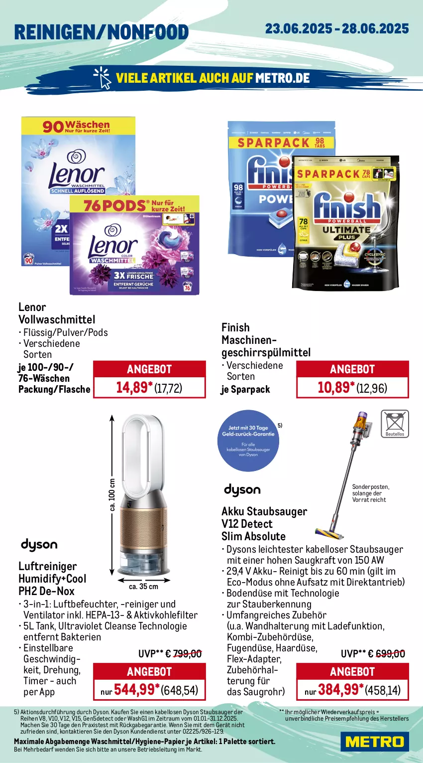 Aktueller Prospekt Metro - Wochen-Angebote - von 23.06 bis 28.06.2025 - strona 15 - produkty: adapter, akku, angebot, apfel, blume, blumen, champagne, chardonnay, dry gin, Dyson, ecco, eis, elle, ente, Finish, flasche, früchte, früchten, gallo, gallo family, geschirr, geschirrspülmittel, getränk, getränke, gin, gordon, honig, kraft, lenor, london dry, london dry gin, Luftbefeuchter, Luftreiniger, mac, Metro, Palette, papier, perla, pfirsich, Pods, prosecco, puma, reifen, reiniger, reis, sonderposten, spülmittel, spumante, staubsauger, teller, Ti, Tiere, timer, valdo, vanille, ventilator, vollwaschmittel, wandhalterung, waschmittel, zitrone, zitronen
