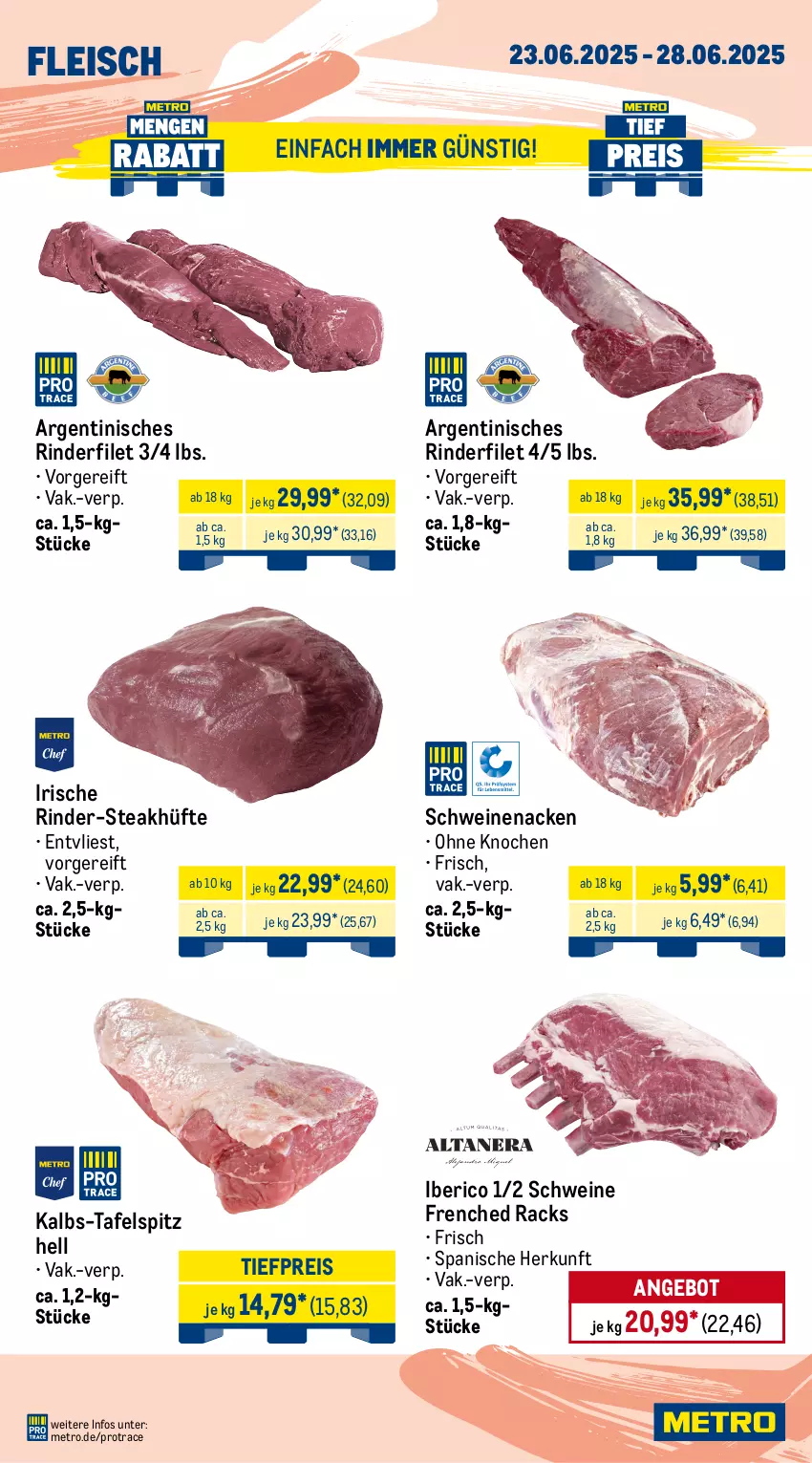 Aktueller Prospekt Metro - Wochen-Angebote - von 23.06 bis 28.06.2025 - strona 2 - produkty: angebot, Bau, bauchscheiben, decke, Deckel, eis, entrecôte, filet, fleisch, gewürz, hähnchenbrust, honig, kotelett, Metro, paprika, reis, rind, rinder, rinderfilet, rindfleisch, Rippen, salz, schwein, schweine, Schweinebauch, schweinebauchscheiben, schweinenacken, spareribs, steak, steakhüfte, tafelspitz, Ti, tiefpreis, wein, weine