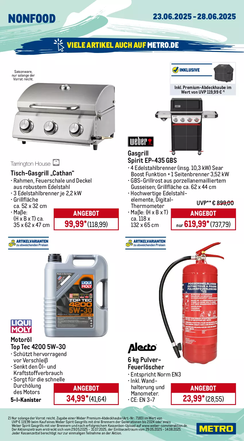 Aktueller Prospekt Metro - Wochen-Angebote - von 23.06 bis 28.06.2025 - strona 20 - produkty: abdeckhaube, angebot, decke, Deckel, edelstahl, eis, elle, ente, feuerschale, gasgrill, grill, grillfläche, grillrost, kraft, LG, Metro, Rauch, Schal, Schale, thermometer, Ti, tisch, wandhalterung, weber