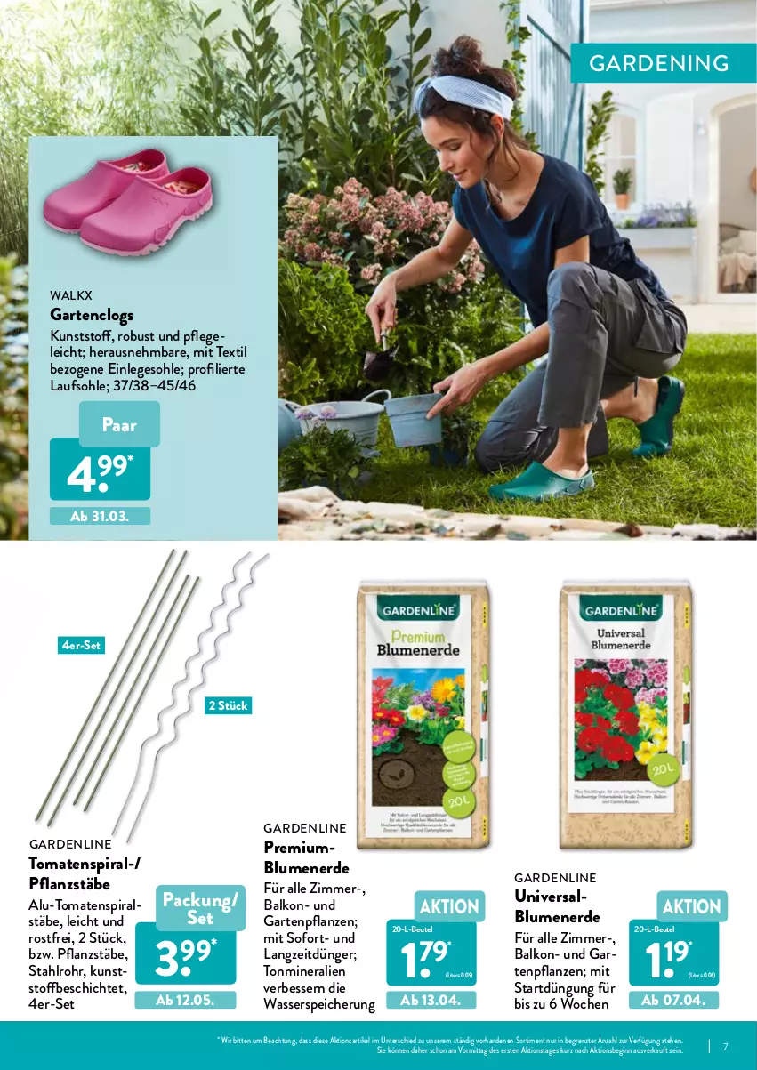 Aktueller Prospekt Aldi Nord - Aldi-Garten - von 24.03 bis 30.06.2022 - strona 7 - produkty: beutel, blume, blumen, blumenerde, Clogs, dünger, erde, Garten, Gartenpflanze, gin, pflanze, pflanzen, Ti, tomate, tomaten, walkx, wasser, ZTE