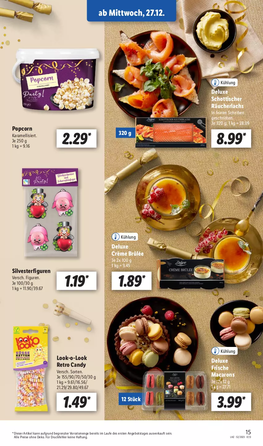 Aktueller Prospekt Lidl - Aktionsprospekt - von 25.12 bis 30.12.2023 - strona 19 - produkty: angebot, Crème Brûlée, eis, karamell, lachs, mac, Macarons, popcorn, Räucherlachs, reis, schnitten, schott, Ti, tisch, ZTE