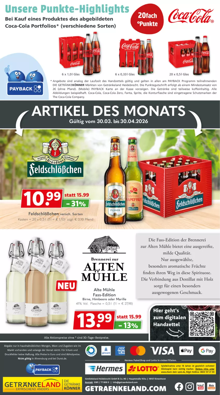 Aktueller Prospekt Getraenkeland - von 29.03 bis 10.04.2026 - strona 10 - produkty: abholpreise, aktionspreis, angebot, angebote, beere, bestpreis, bestpreise, coca-cola, cola, eis, Elan, fanta, flasche, früchte, getränk, getränke, himbeer, himbeere, Holz, LG, mac, payback, pils, pilsner, reis, sprite, tee, Ti, tisch