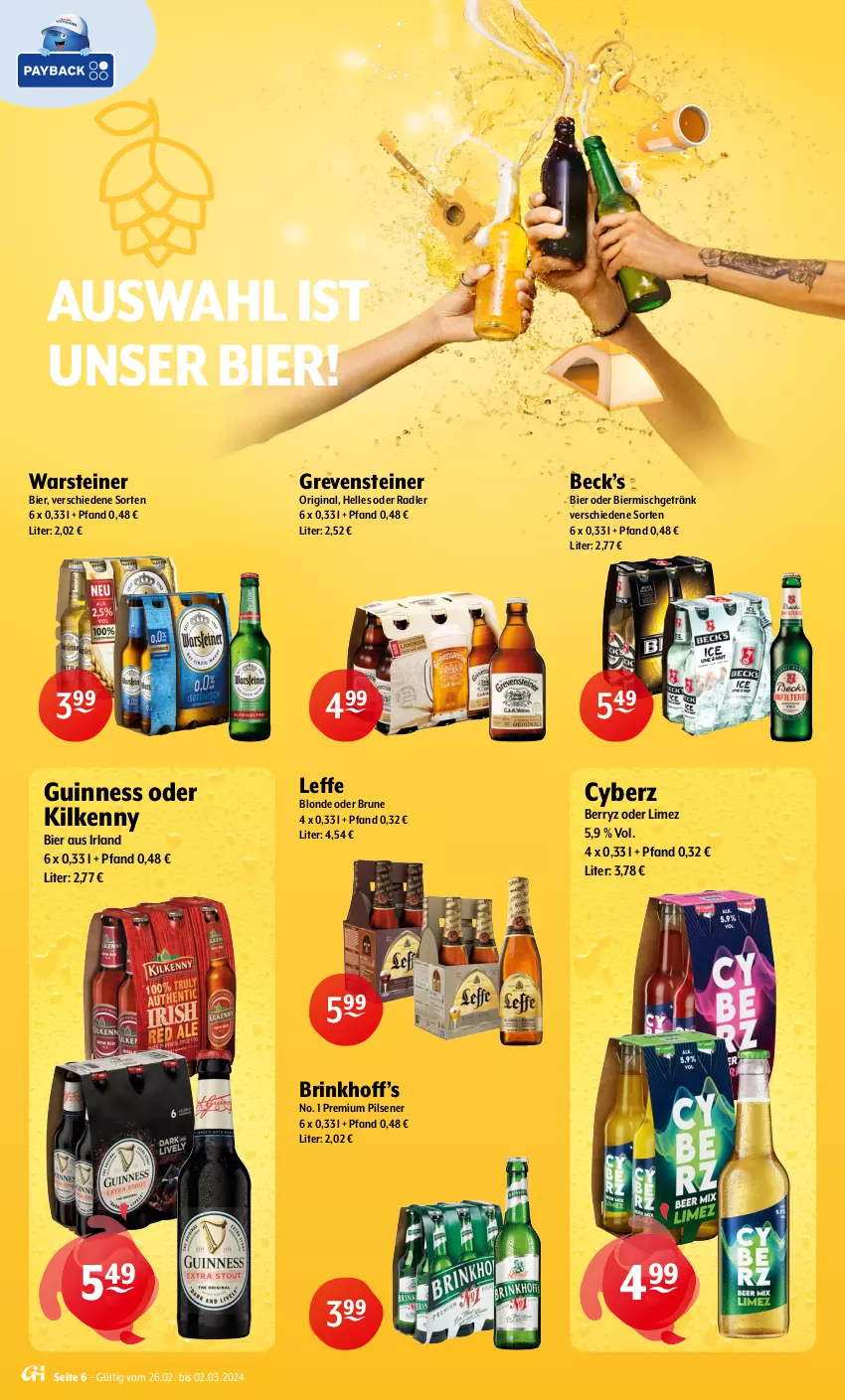 Aktueller Prospekt Getraenke Hoffmann - Prospekte - von 26.02 bis 02.03.2024 - strona 6 - produkty: bier, elle, getränk, gin, grevensteiner, Guinness, Kilkenny, oder radler, pils, pilsener, premium pils, radler, steiner, Ti, warsteiner