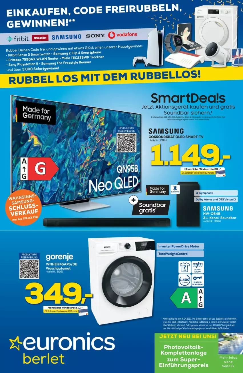 Aktueller Prospekt Euronics - Prospekte - von 29.03 bis 05.04.2023 - strona 1 - produkty: eis, qled, reis, Samsung, soundbar, Ti