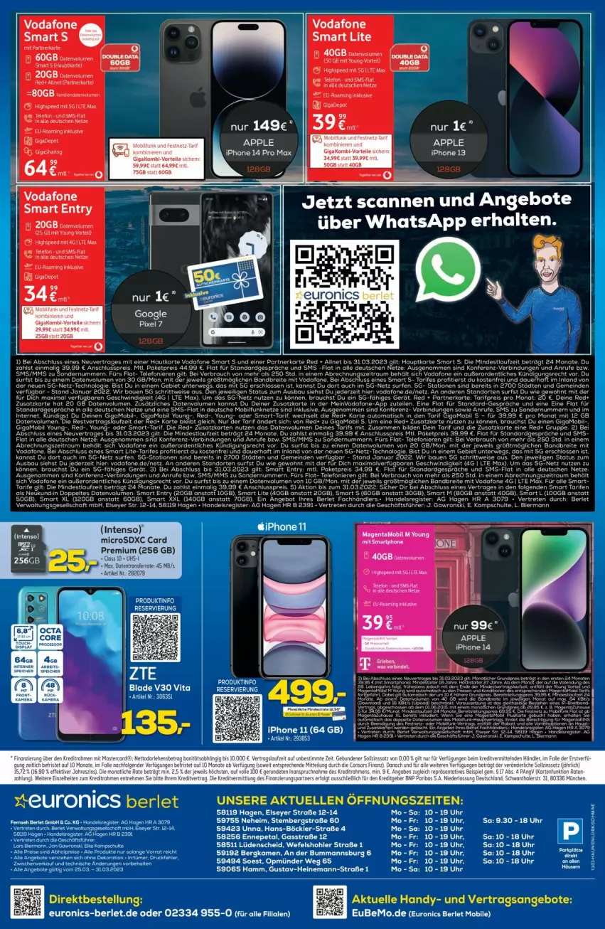 Aktueller Prospekt Euronics - Prospekte - von 29.03 bis 05.04.2023 - strona 10 - produkty: angebot, angebote, Apple, apple iphone, Bau, bier, eier, eis, elle, gin, Handy, intenso, iphone, iphone 11, IPhone 13, leine, LG, microsd, microsdxc, Rauch, reis, rel, rwe, spee, Surf, tee, Ti, uhr, usb, vita, vodafone, Yo