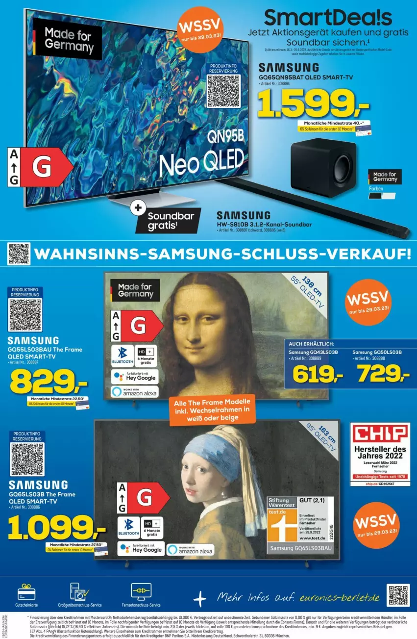 Aktueller Prospekt Euronics - Prospekte - von 29.03 bis 05.04.2023 - strona 3 - produkty: Bau, elle, Germ, qled, Samsung, schluss-verkauf, tee, teller, Ti