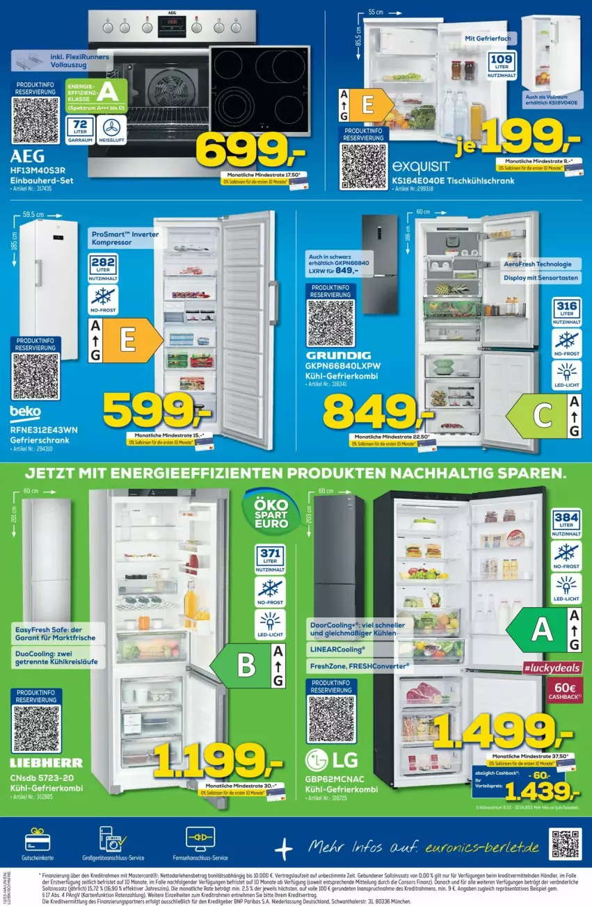 Aktueller Prospekt Euronics - Prospekte - von 29.03 bis 05.04.2023 - strona 9 - produkty: Bau, einbauherd, einbauherd-set, eis, gefrierfach, gutschein, kompressor, LG, reis, Ti